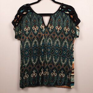 California Moon Rise abstract print top-XS